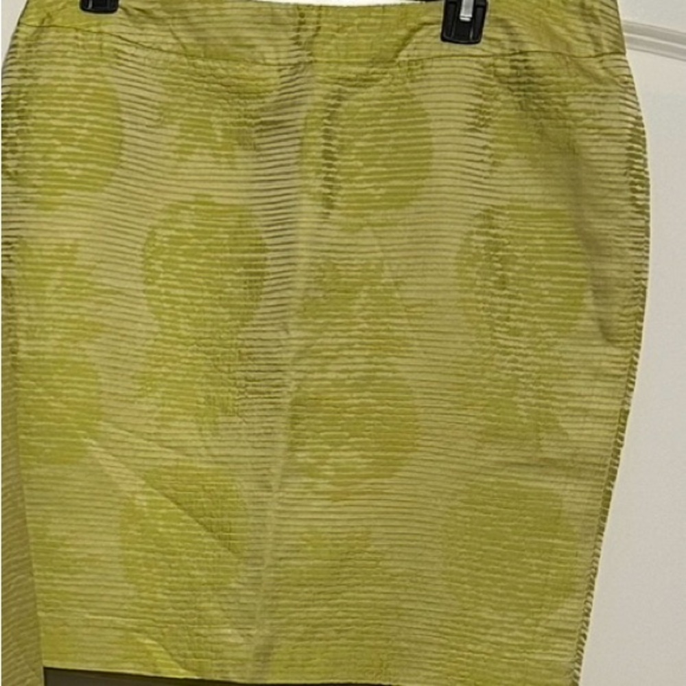 RON LEAL Designer Skirt- Gorgeous Neon Lemon Green W/Pineapple Designs!  Size 12